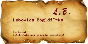 Lebovics Boglárka névjegykártya